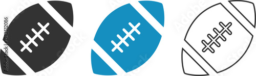 American football rugby balls in solid colors and outline styles