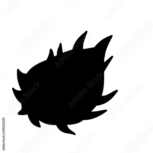 dragon fruit fruit silhouette black color isolated on white background.eps