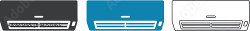 Air Conditioner Icon Set - Wall Mounted AC Unit Vector in Solid and Outline Styles