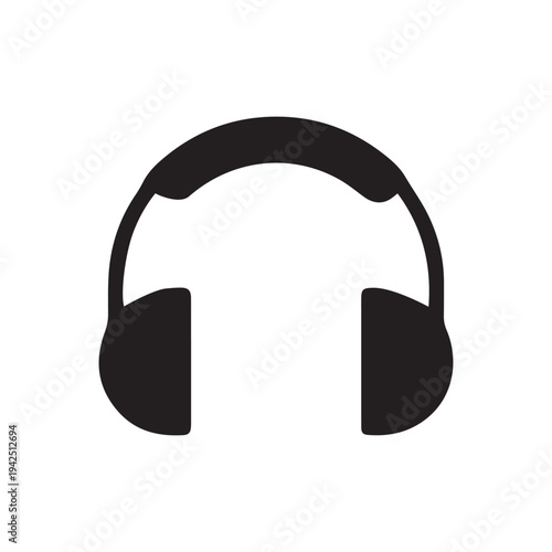 headphone headset audio sound music earphone listen as a simple single icon logo vector illustration, isolated on transparent background
