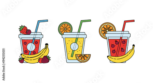 Fruit Smoothie Line art vector soft artistic abstract illustration