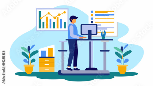Businessman analyzing data on modern computer setup