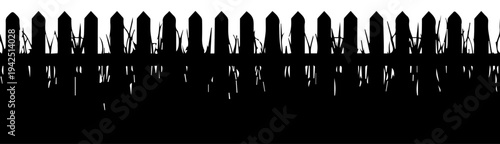Wooden Fence Border Silhouette