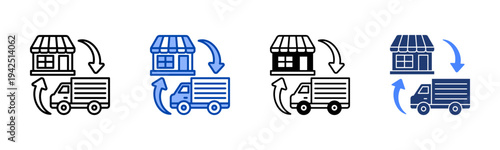 Retail Distribution  Icon with Style Variations