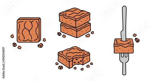 Fudge Brownie Line art vector modern bold abstract artwork illustration