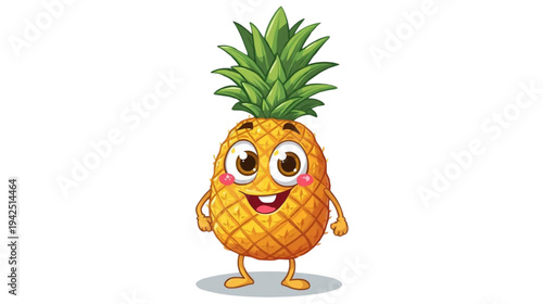 Cute pineapple has eyes, hands and feet
