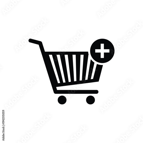 Shopping cart icon with plus sign indicating addition or new item to be added