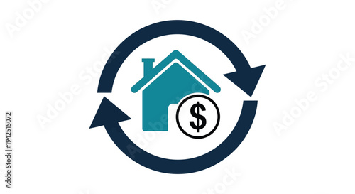 Vector illustration representing continuous cycle of home equity finance and monetary investment concept