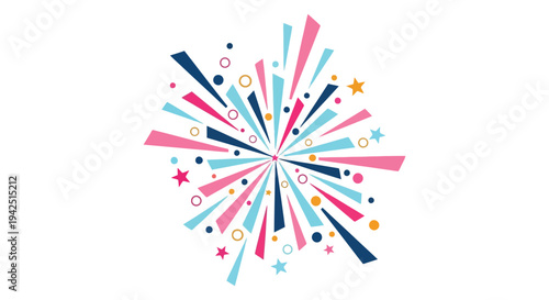 Colorful abstract vector graphic burst design symbolizing celebration fireworks and party excitement