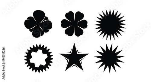 Diverse collection of abstract geometric vector shapes and icons suitable for various modern graphic design projects.