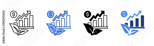 Sustainable Growth  Icon with Style Variations
