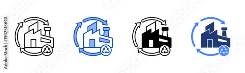 Circular Economy  Icon with Style Variations