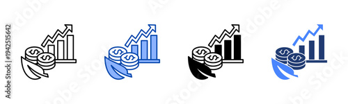 Green Investment  Icon with Style Variations