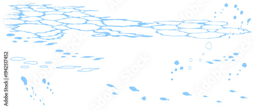 水面のシルエットの背景イラスト　海　水中