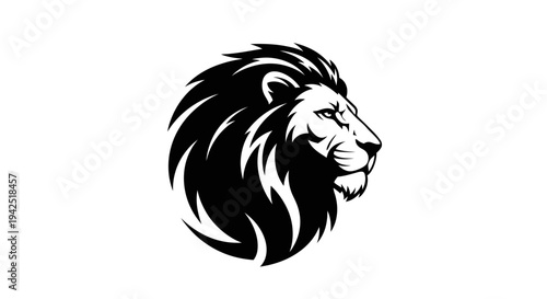 Majestic lion head in bold black and white illustration