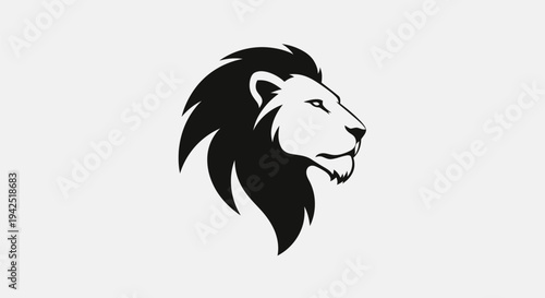 Majestic lion head in bold black and white profile