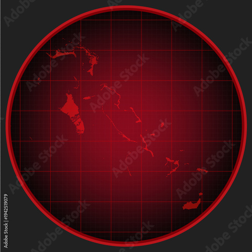 Vector map of Bahamas on the radar screen