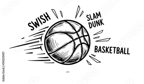 Hand Drawn Basketball Doodle Illustration Sports Sketch Vector