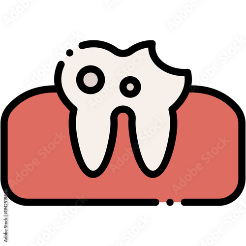 Tooth Cavity Molar Vector Icon for Dental Caries Treatment