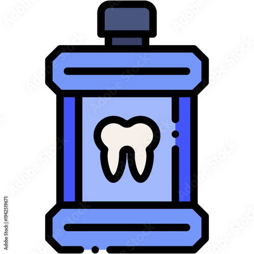 Mouthwash Bottle Vector Icon for Dental Hygiene Care
