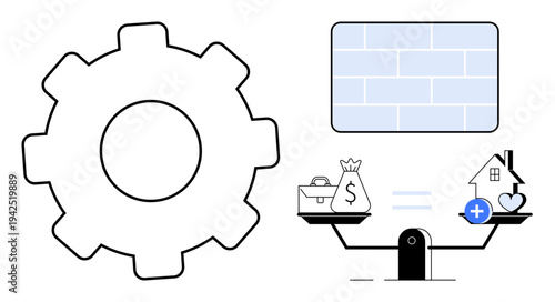 Financial balance. Gear and scale financial balance and resource optimization. Financial balance enhances money management and lifestyle stability. For investment, finance, wealth, decision-making