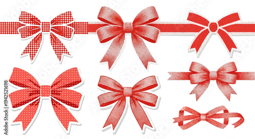 Collection of Red Ribbons and Bows.