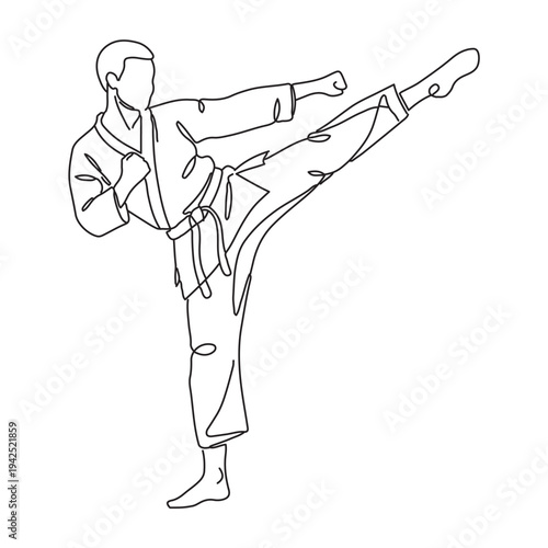 line drawing of karate pose