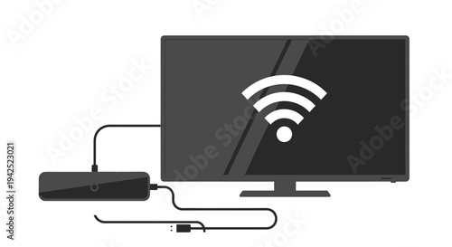 Modern TV connected to WiFi via external device