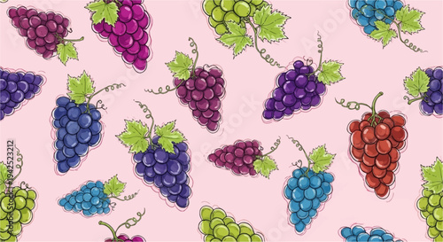 Colorful Bunch of Grapes Pattern.