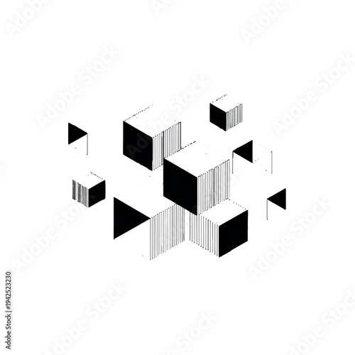 Dynamic geometric shapes in modern abstract composition