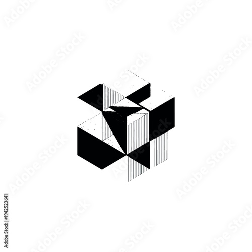 Modern abstract geometric shape in black and white