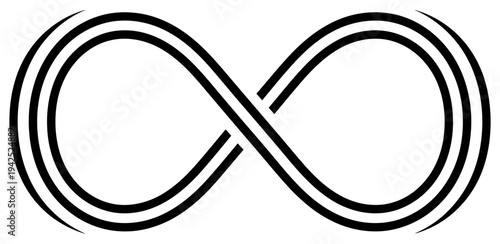 Infinity symbol triple line bold continuous loop design isolated on transparent background