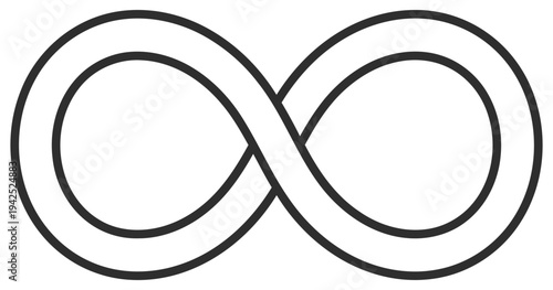 Infinity symbol thick double outline continuous loop shape isolated on transparent background