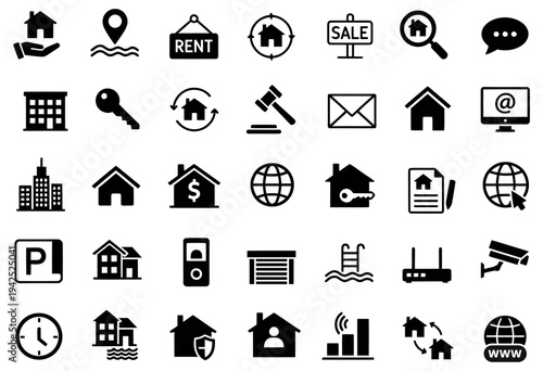 Real estate and property icons collection