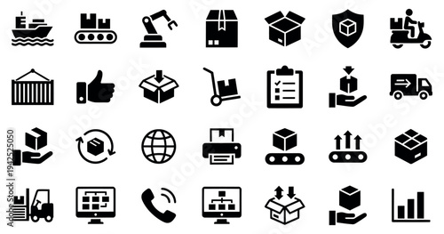 Collection of logistics and shipping related icons