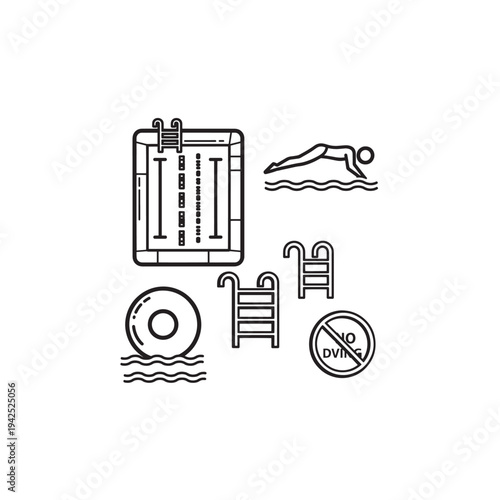 Swimming Pool line art invited relaxing view