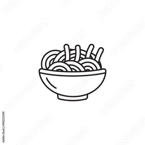 Udon line art savory noodle dish