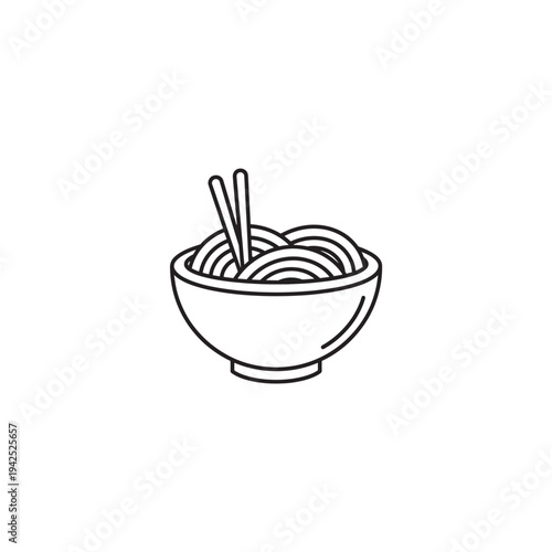 Udon line art steaming broth feast