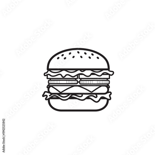 Veggie Burger line art organic delicious fun