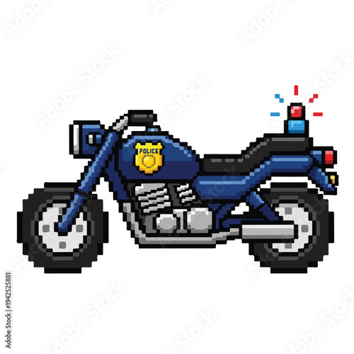 Police Motorcycle Pixel Art Illustration