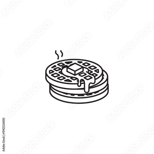 Waffles line art sweet golden treat