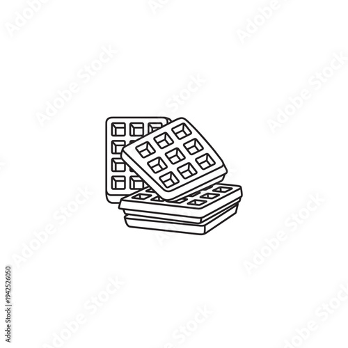 Waffles line art morning syrup magic