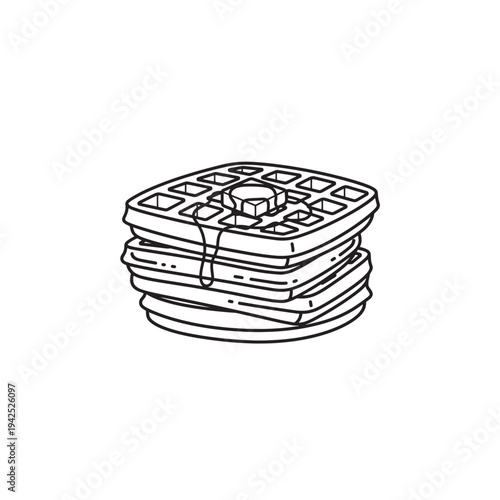 Waffles line art crispy fluffy fun