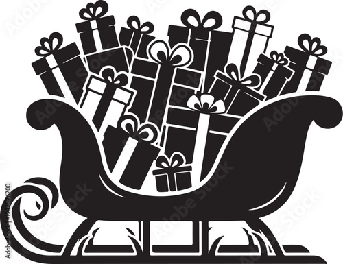 Sleigh filled with gifts and presents for Christmas time