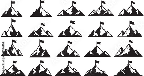 Black and white mountain flags pattern illustration design