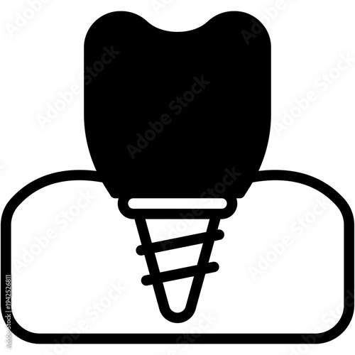 Dental Implant Prosthesis Vector Icon for Orthodontic Care
