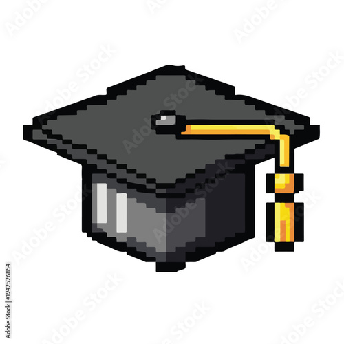 Pixel art graduation cap icon