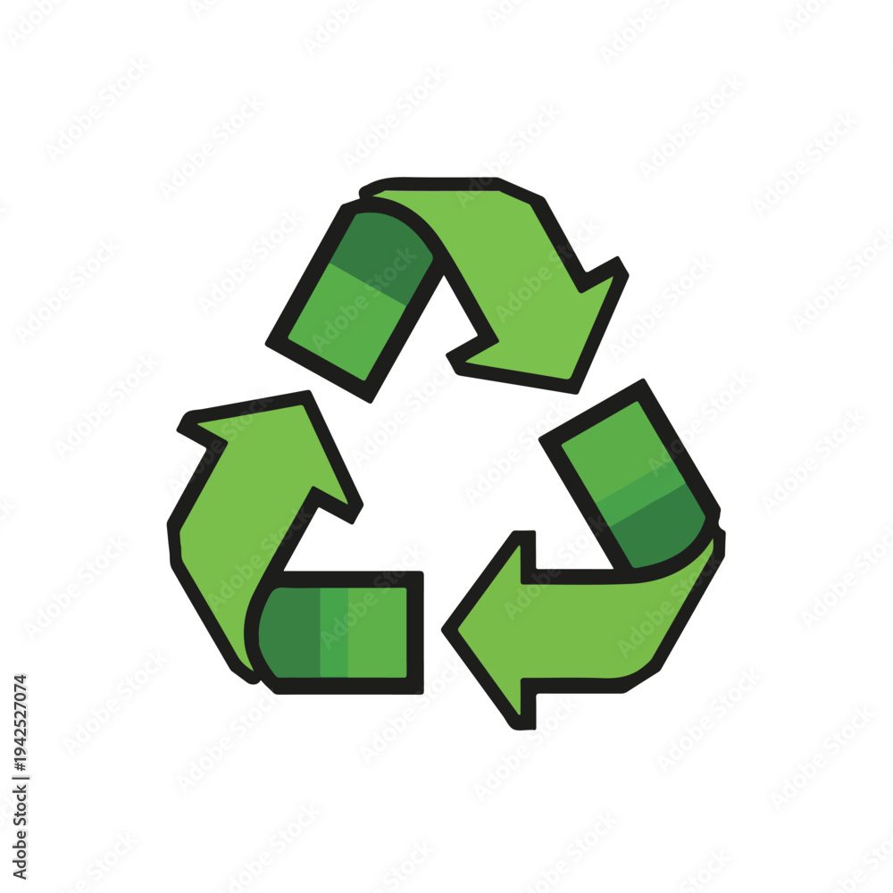 Fototapeta premium Recycling symbol with green arrows on white background