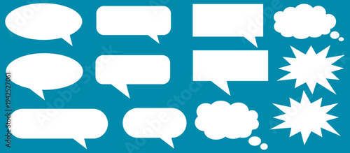 A set of chat box designs for comments on social media or comics. Vector designs of speech bubbles, text boxes, and conversation chat columns in comics.	