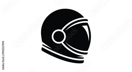 Simple black silhouette of an astronaut s helmet with a visor